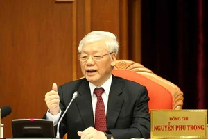  Tổng Bí thư, Chủ tịch nước Nguyễn Phú Trọng phát biểu bế mạc hội nghị Ảnh: TTXVN
