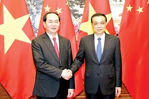 Chủ tịch nước Trần Đại Quang gặp Thủ tướng Trung Quốc Lý Khắc Cường. Ảnh:TTXVN