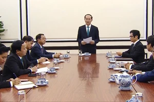 Chủ tịch nước Trần Đại Quang phát biểu tại buổi làm việc. Ảnh: VTV