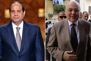 Tổng thống Ai Cập đương nhiệm Abdel-Fattah El-Sisi (bên trái) và Chủ tịch đảng Ghad Moussa Mostafa Moussa. Ảnh: EPA