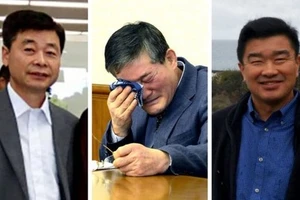 3 công dân Mỹ được trả tự do (từ trái qua): Kim Hak-song, Kim Dong-chul, Tony Kim