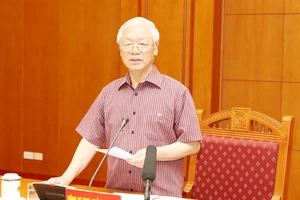 Tổng Bí thư, Chủ tịch nước Nguyễn Phú Trọng phát biểu kết luận cuộc họp. Ảnh: TTXVN