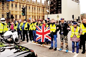 Những người Áo vàng biểu tình ở London, Anh