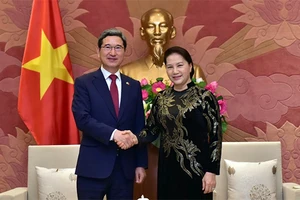 Chủ tịch Quốc hội Nguyễn Thị Kim Ngân tiếp Chủ tịch Nhóm nghị sĩ hữu nghị Hàn-Việt Kim Hack Yong. Ảnh: VGP