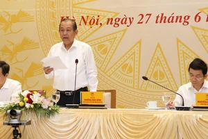 Phó Thủ tướng Thường trực Trương Hòa Bình phát biểu chỉ đạo hội nghị. Ảnh: TTXVN