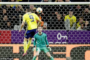 Tiền đạo Marcus Berg ghi bàn mở tỷ số cho Thụy Điển