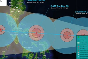 Cơn bão Kammuri đã đổ bộ vào Philippines. Ảnh:WeatherPH.org