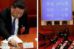 Chủ tịch Trung Quốc Tập Cận Bình bỏ phiếu về luật an ninh quốc gia cho Hồng Kông tại phiên họp bế mạc Đại hội đại biểu Nhân dân toàn quốc tại Bắc Kinh vào ngày 28 tháng 5. Ảnh: Reuters