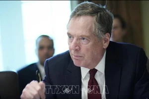 Đại diện thương mại Mỹ Robert Lighthizer phát biểu trong cuộc họp tại Nhà Trắng. Ảnh: AFP/TTXVN