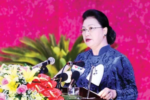 Chủ tịch Quốc hội Nguyễn Thị Kim Ngân phát biểu chỉ đạo đại hội. Ảnh: TTXVN