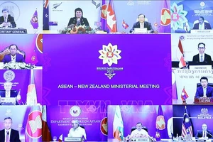 Hội nghị Bộ trưởng Ngoại giao ASEAN - New Zealand theo hình thức trực tuyến. Ảnh: TTXVN