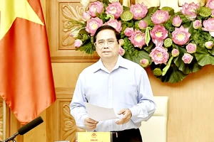 Thủ tướng Phạm Minh Chính phát biểu tại buổi làm việc giữa Thường trực Chính phủ với tập thể lãnh đạo Ban Dân vận Trung ương. Ảnh: VIẾT CHUNG