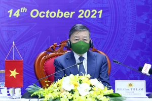 Đại tướng Tô Lâm, Bộ trưởng Bộ Công an, Trưởng đoàn Việt Nam phát biểu tại Hội nghị AMMD 7. Ảnh: VGP