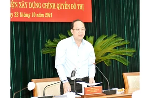 Phó Bí thư Thành ủy TPHCM Nguyễn Hồ Hải phát biểu tại hội thảo trực tuyến “Đề xuất nhiệm vụ, giải pháp đột phá trong xây dựng tổ chức cơ sở Đảng và nâng cao chất lượng đội ngũ đảng viên ở Đảng bộ TPHCM trong điều kiện xây dựng chính quyền đô thị”. Ảnh: TH