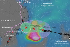 Tối 26-10, áp thấp nhiệt đới trên vùng biển Khánh Hòa-Bình Thuận