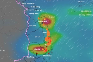 Mưa lớn ở khu vực từ Thừa Thiên - Huế đến Khánh Hòa còn diễn biến phức tạp. Ảnh: vndms