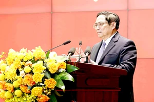Thủ tướng Phạm Minh Chính phát biểu tại Hội nghị Công an toàn quốc. Ảnh: VIẾT CHUNG