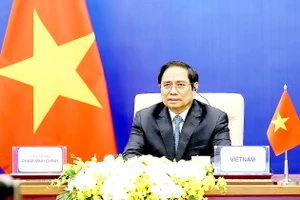 Thủ tướng Phạm Minh Chính phát biểu tại Hội nghị Thượng đỉnh lần thứ 4 khu vực châu Á - Thái Bình Dương về nước. Ảnh: VIẾT CHUNG