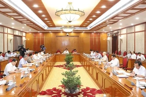 Tổng Bí thư Nguyễn Phú Trọng chủ trì cuộc họp Bộ Chính trị, Ban Bí thư. Ảnh: TTXVN