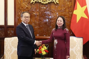 Quyền Chủ tịch nước Võ Thị Ánh Xuân tiếp Đại sứ Nhật Bản. Ảnh: TTXVN