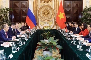 Bộ trưởng Ngoại giao Bùi Thanh Sơn hội đàm với Bộ trưởng Ngoại giao Sergey Lavrov thăm Việt Nam đúng thời điểm 10 năm thiết lập quan hệ Đối tác chiến lược toàn diện giữa hai nước (Hà Nội, 6-7-2022). Ảnh: TTXVN