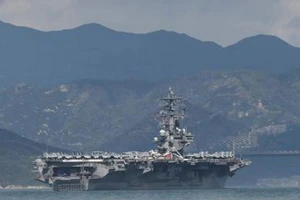 Tàu sân bay USS Ronald Reagan của Hải quân Mỹ tại cuộc tập trận chung với Hàn Quốc, khu vực ngoài khơi phía Đông và phía Tây Bán đảo Triều Tiên hồi đầu tháng