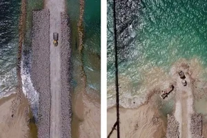 Israel xây dựng rào chắn trên biển gần Gaza