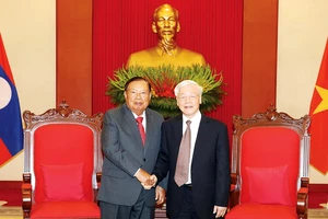 Tổng Bí thư, Chủ tịch nước Nguyễn Phú Trọng tiếp Tổng Bí thư, Chủ tịch nước Lào Bounnhang Vorachith. Ảnh: TTXVN
