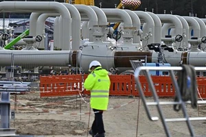 Công trình lắp đặt đường ống trong dự án Dòng chảy phương Bắc 2 tại Lubmin, miền Đông Bắc Đức ngày 26-3-2019. Ảnh: AFP/TTXVN