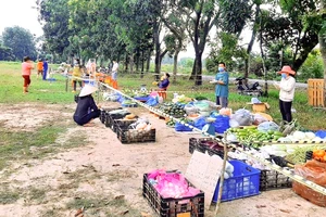 Người dân được phát phiếu để đi chợ dã chiến ở xã Phước Vĩnh An (huyện Củ Chi, TPHCM). Ảnh: Fanpage Đoàn Thanh niên xã Phước Vĩnh An