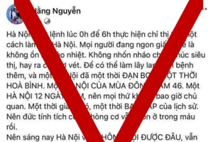 Bài viết trên tài khoản Facebook "Hằng Nguyễn" có nội dung ảnh hưởng đến trật tự xã hội, gây hoang mang trong nhân dân. Ảnh: TTXVN