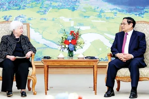 Thủ tướng Phạm Minh Chính tiếp Bộ trưởng Bộ Tài chính Hoa Kỳ Janet Yellen, chiều 20-7. Ảnh: VIẾT CHUNG