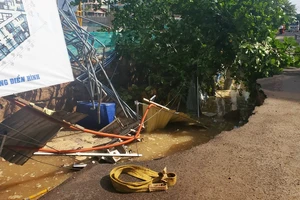 Cận cảnh hiện trường vụ sụt lún đất ở TP Quy Nhơn
