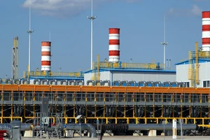 Trạm nén khí Slavyanskaya của Gazprom. Ảnh: TASS