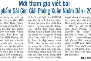 Mời tham gia viết bài Giai phẩm Sài Gòn Giải Phóng Xuân Nhâm Dần - 2022
