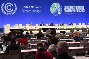 Các đại biểu tại một phiên thảo luận trong khuôn khổ Hội nghị lần thứ 26 Các bên tham gia Công ước khung của Liên hợp quốc về biến đổi khí hậu (COP26) tại Glasgow, Anh. Ảnh: TTXVN