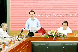 Thường trực Ban Bí thư Võ Văn Thưởng làm việc với Học viện Chính trị Quốc gia Hồ Chí Minh. Ảnh: QUANG PHÚC