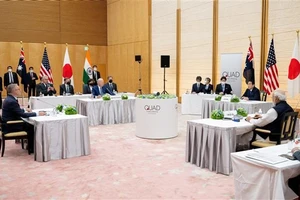 Lãnh đạo bốn nước Nhật Bản, Mỹ, Australia và Ấn Độ tại Hội nghị Thượng đỉnh nhóm Bộ Tứ ở thủ đô Tokyo, ngày 24-5-2022. Ảnh: AFP/TTXVN
