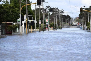 Cảnh ngập lụt sau những trận mưa lớn tại Victoria, Australia, ngày 14-10-2022. Ảnh: THX/TTXVN