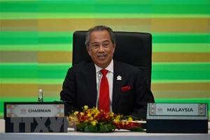 Ông Muhyiddin Yassin, khi đang giữ chức Thủ tướng Malaysia, tham dự một hội nghị trực tuyến tại Kuala Lumpur ngày 20-11-2020. Ảnh: AFP/TTXVN