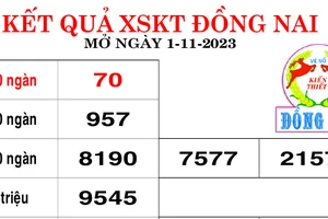 Kết quả XSKT tỉnh Đồng Nai ngày 1-11-2023