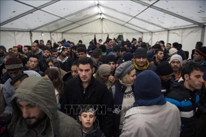 Người di cư chờ làm thủ tục đăng ký cư trú tại Berlin, Đức. Ảnh: AFP/TTXVN