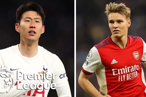 Cầu thủ Son Heung-min (Tottenham, trái) sẽ đối đầu với Odegaard (Arsenal) trong trận derby thành London