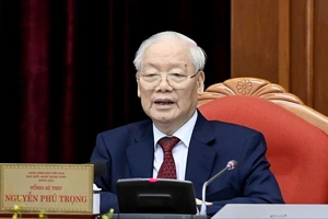 Tổng Bí thư Nguyễn Phú Trọng phát biểu bế mạc hội nghị. Ảnh: VIẾT CHUNG
