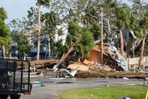 Cây cối và công trình bị tàn phá ở Steinhatchee, bang Florida. Ảnh: USA Today