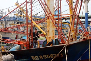 Tàu cá vỏ thép tại Bình Định hư hỏng phải nằm bờ