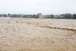 Nước lũ khủng khiếp đổ về trong ngày 11-10 khiến tỉnh Yên Bái phải di dời dân ở thị xã Nghĩa Lộ
