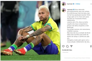 Bài đăng của Neymar đã có hơn 10 triệu like chỉ sau vài giờ