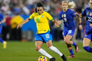 Tiền đạo Marta (Brazil) trong trận gặp Mỹ