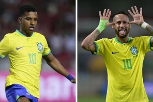 Rodrygo Goes và Neymar trong màu áo Brazil